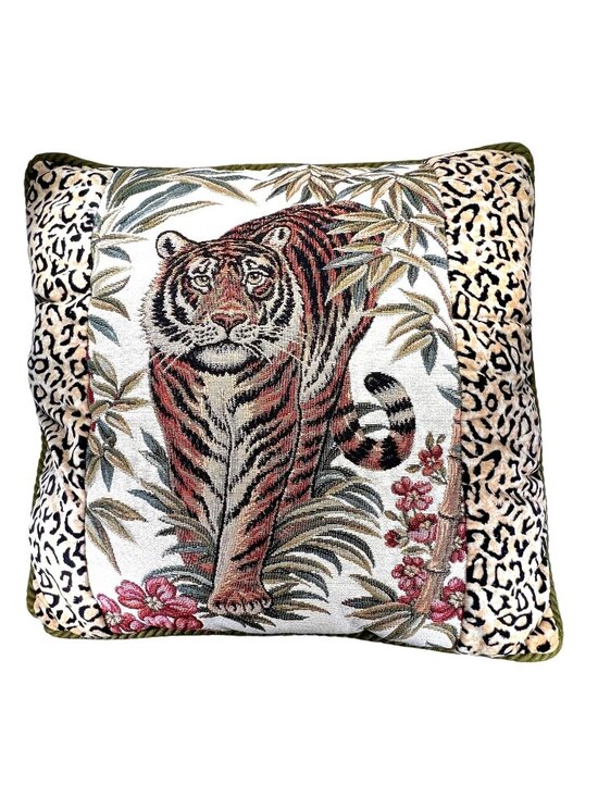 Ashford Court Other - Ashford Court Tiger Tapestry Throw Pillow Velour Sides Back Jungle 19x19